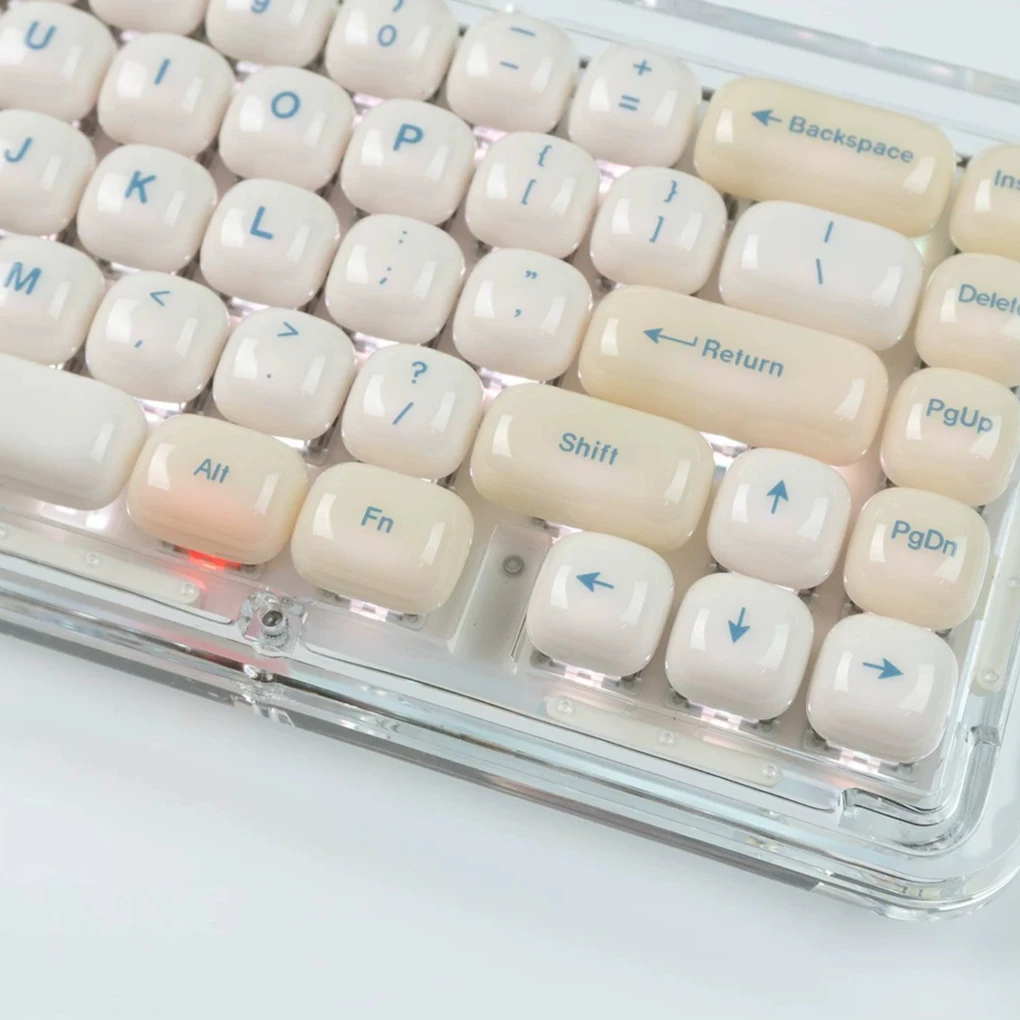 MAIMOOO Soy Milk Ceramic Texture Keycap PC Material Translucent MOG Round Bread Cute Jelly Keycaps for Mechanical Keyboard Gifts