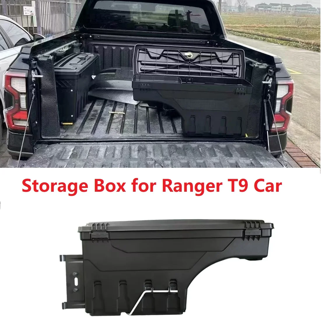 Auto Rear Trunk Storage Box for Ford Ranger T9 wildtrack xl xlt 2023 2024 2025 2026 Storage Tooling Box accessories