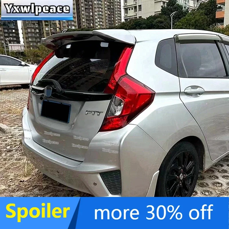 RS Style ABS Plastic Rear Led Rear Roof Spoiler Trunk Wing Car Accessories For Honda Fit Jazz GK5 2014 2015 2016 2017 2018 2019