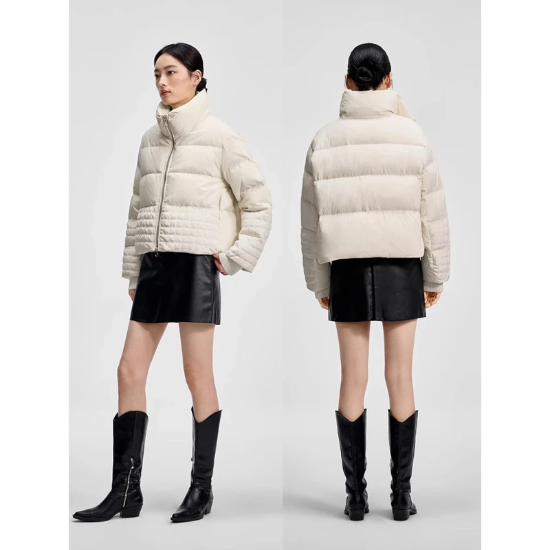 Chericom Daunenjacke mit festem Stehkragen, Zwei-Wege-Reißverschlussleiste, gestrickte Bündchen, integrierte Tasche, schwere Oberbekleidung Y309722Y