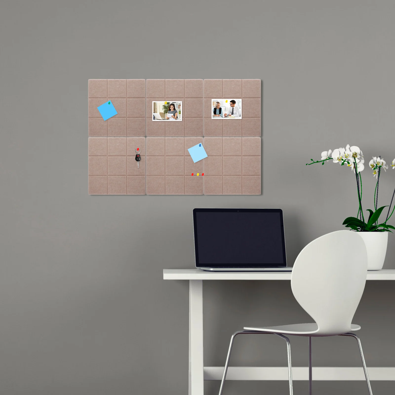 6pcs Bulletin Tiles Self Adhesive Wall Activity Board Sticker Memo Pin Boards Felt Fabric Decor Kids Room Office Use