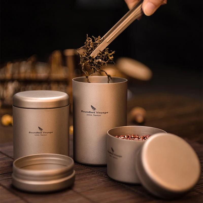 

Boundless Voyage Titanium Tea Canister, Ultralight Camping Tableware, Tea Coffee Tin Jar ,Preserve fragrance and keep fresh