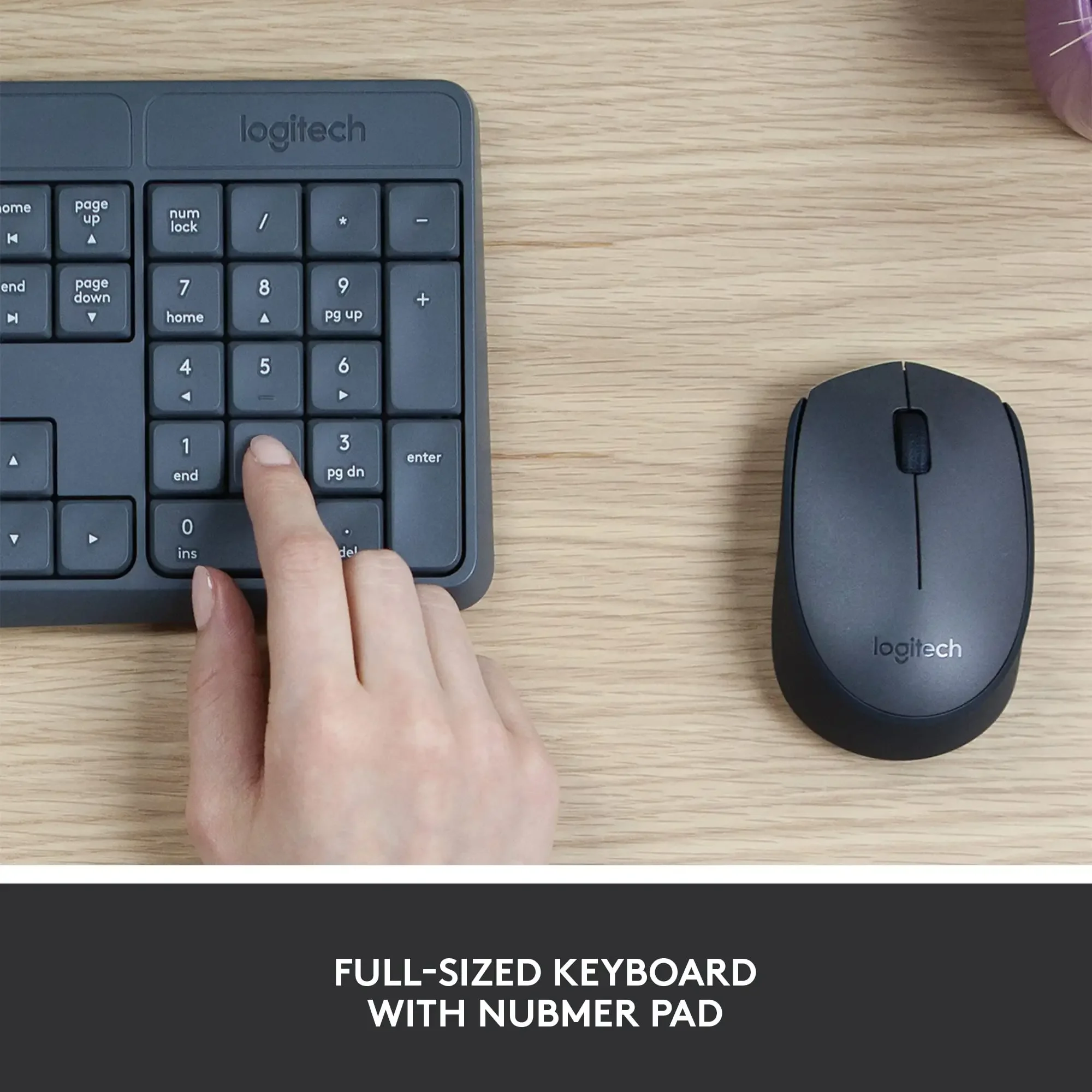 مجموعة المكتب Logitech MK235 مجموعة لوحة المفاتيح والماوس مجموعة لوحة المفاتيح والماوس اللاسلكية مقاومة للرذاذ ومضادة للبصمة