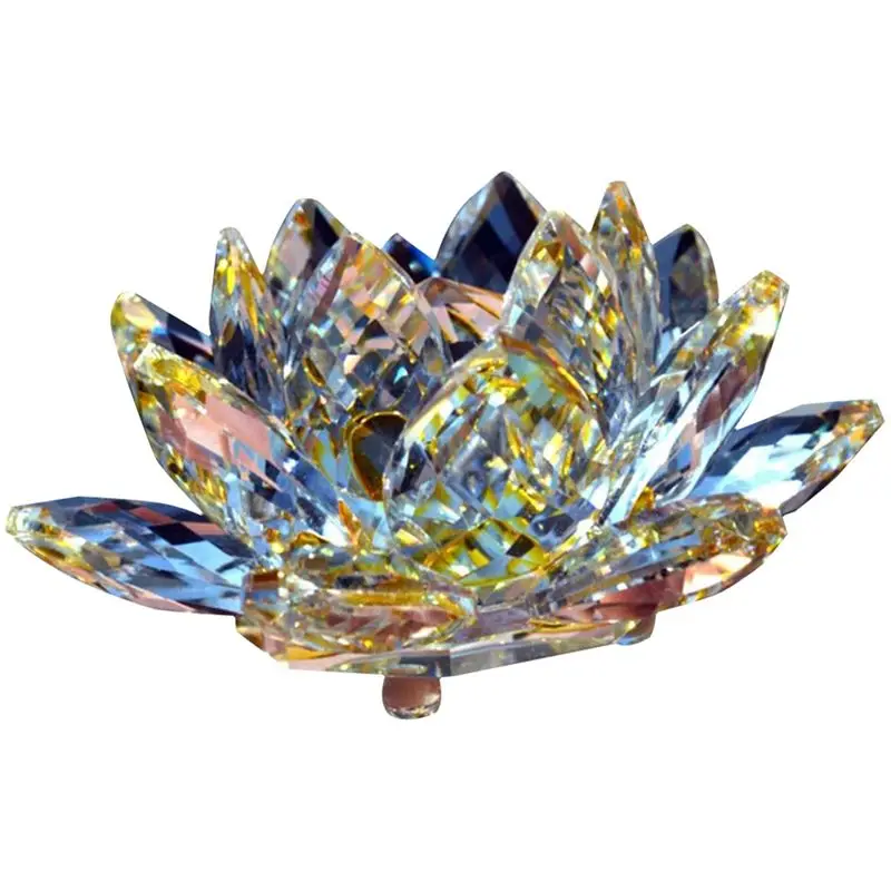 AEE2-Crystal Lotus Flower Figurine Valentine Wedding Decor Glass Craft Collection Paperweight Table Ornaments Souvenir Gift
