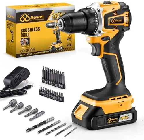 

Aowei 20V Cordless Drill Set with 2.0Ah Battery & Charger