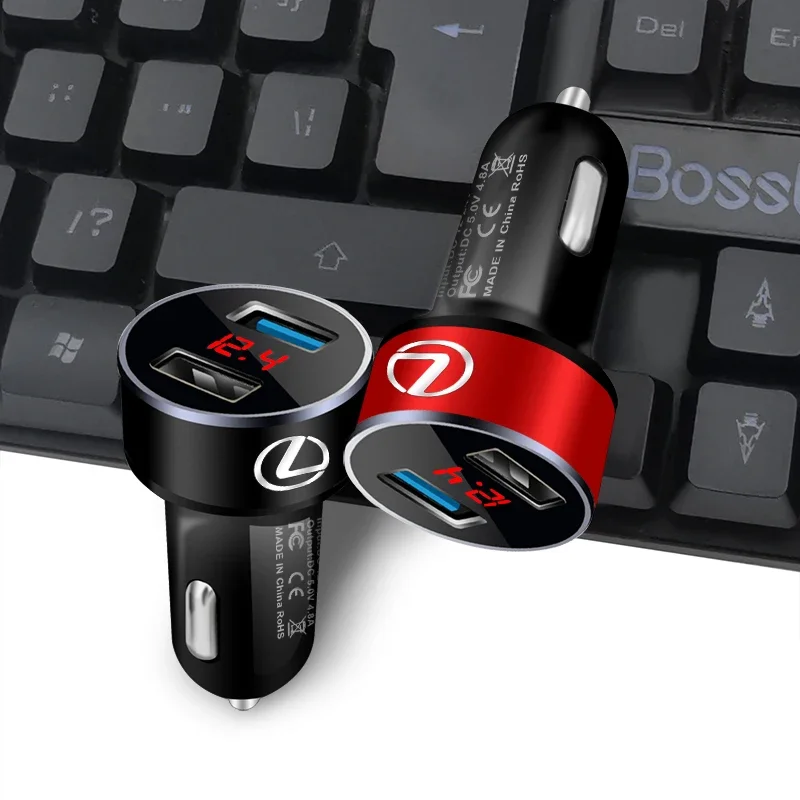 1 قطعة شاحن سيارة 2 منافذ USB شحن سريع شاشة ديجيتال اكسسوارات السيارات لكزس NX IS 250 RX GS UX RX300 RX350 CT200H #2