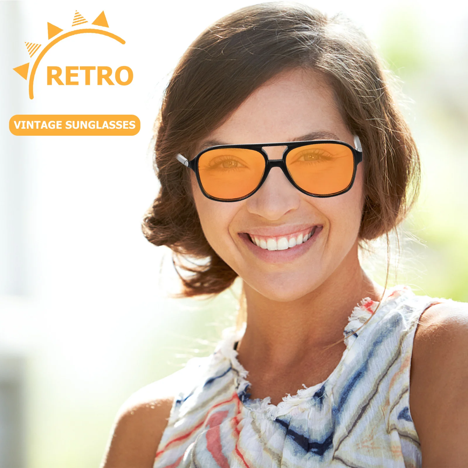 

Vintage 70S Sunglasses Frame Tinted Lenses Uv Protection Outdoor Sunglasses Fashion Unisex Travel Photo Props Spectacles