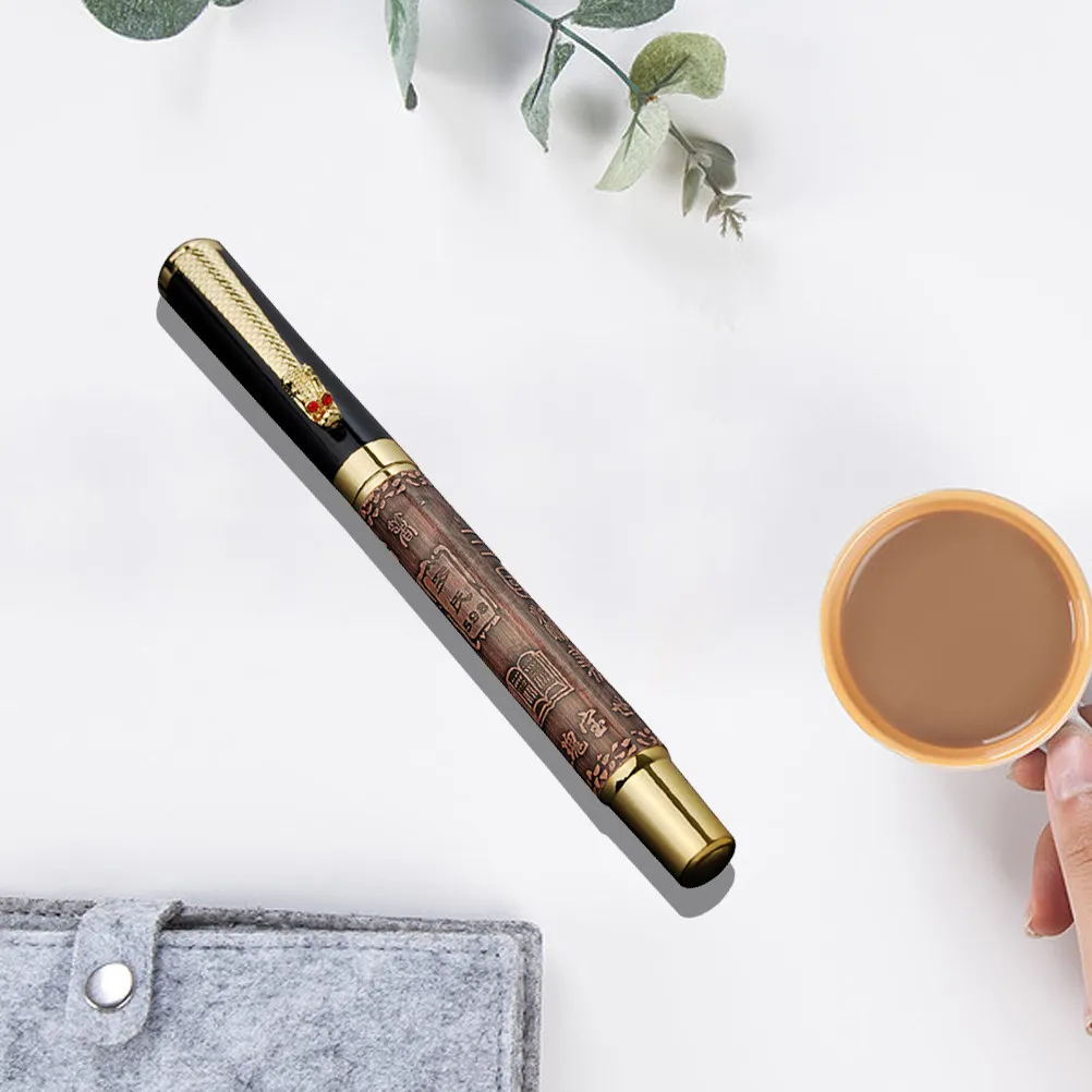 

Classic Embossed Fountain Pen Red Brown Sculpture Design Fine Quality Smooth Ink Pen Collection Pens Collection Pens