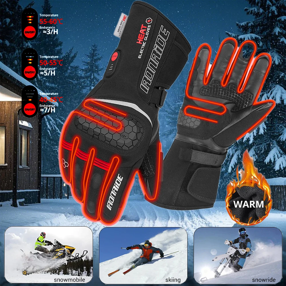 

Winter Motorcycle Heating Gloves Are Warm Windproof Waterproof Wear-resistant And Adjustable Heating Gloves