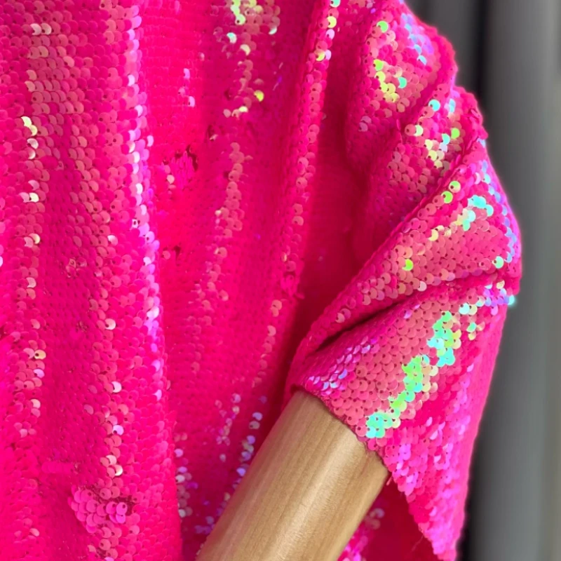 Phantom Sequin Fabric Rose Red Thick Clothing for Dress Wholesale Cloth for Diy Sewing Apparel Material