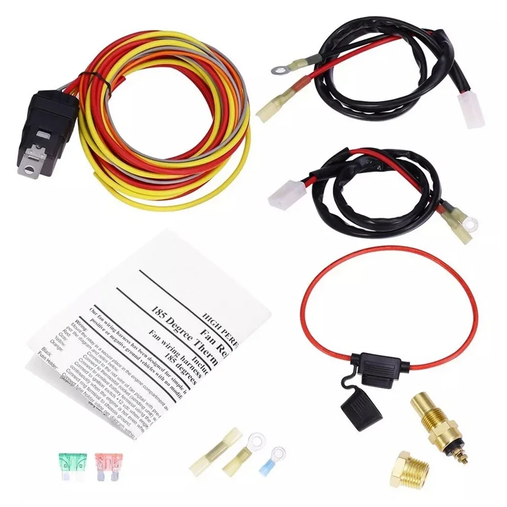 

185/165 Thermostat Cooling Fan Wiring Relay Install Kit 40A Dual Electric Cooling Fan Wiring Relay Mounting Kit