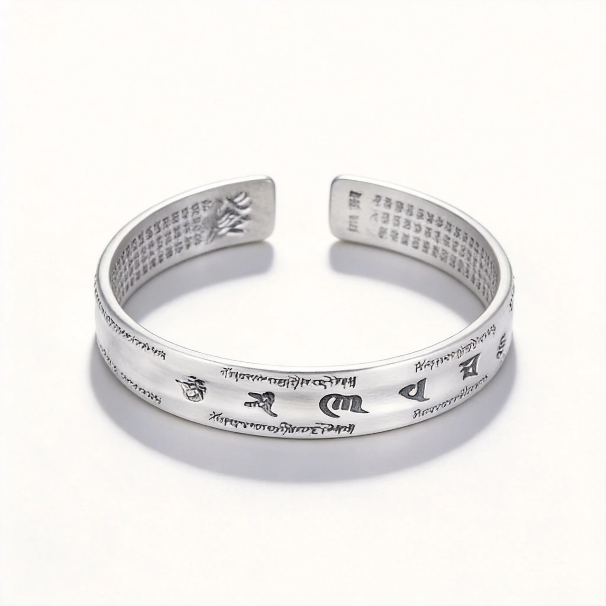 Chinese Style Retro Six True Words Heart Sutra Open Cuff Bangle Ancient Craft Lucky Blessing Spiritual Jewelry For Women Men Mom