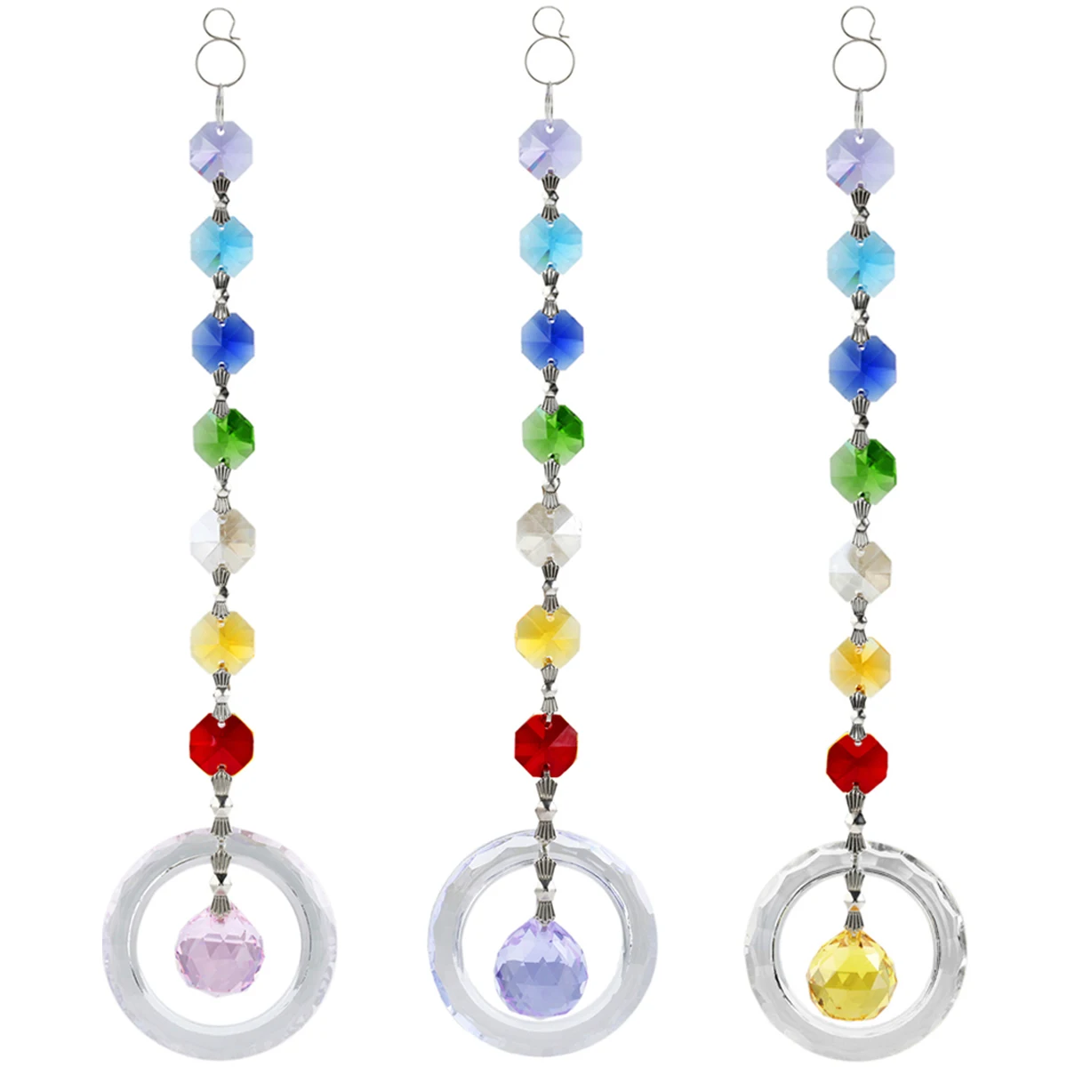 7 Chakra Colors Crystal Glass Ball Pendant Chandelier Tassel Suncatcher Jewelry Decoration Accessories