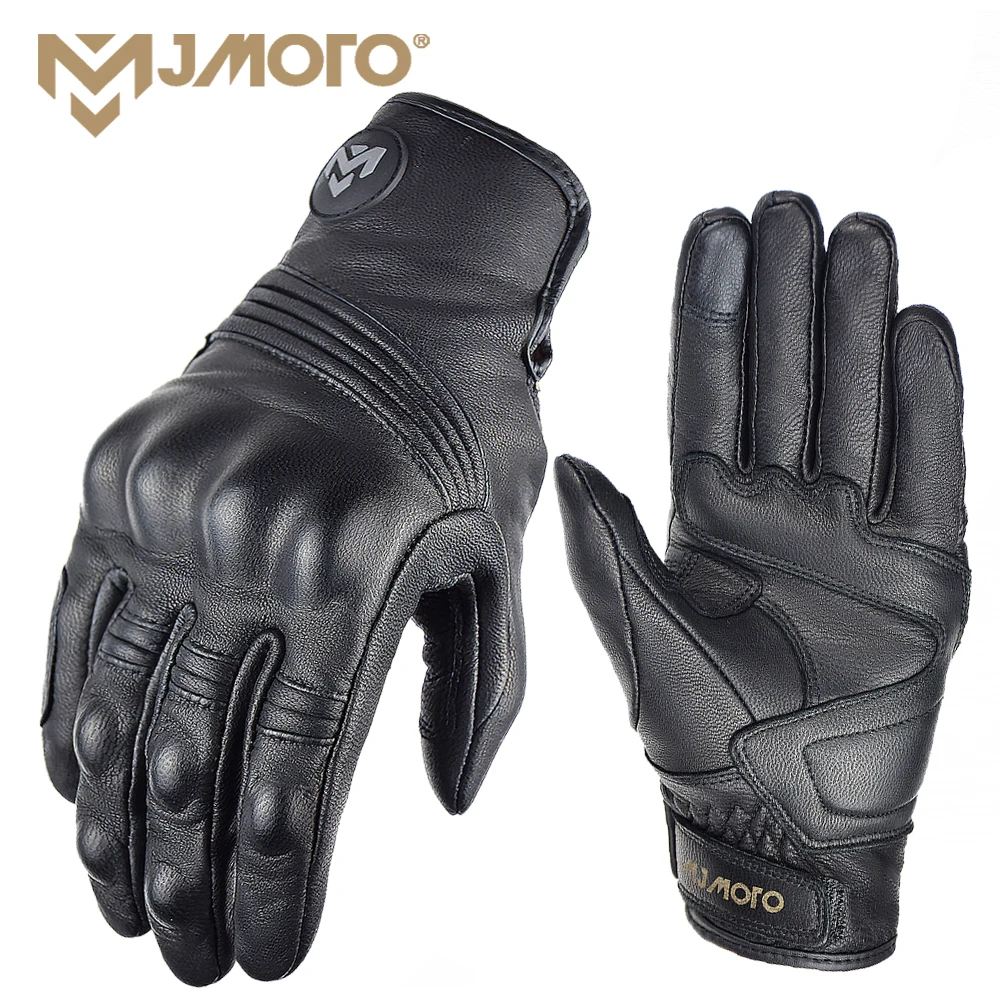 

Retro Genuine Leather Motorcycle Gloves High Quality Goat Leather Anti-fall Touchscreen Breathable Road Riding Motorbike Gloves