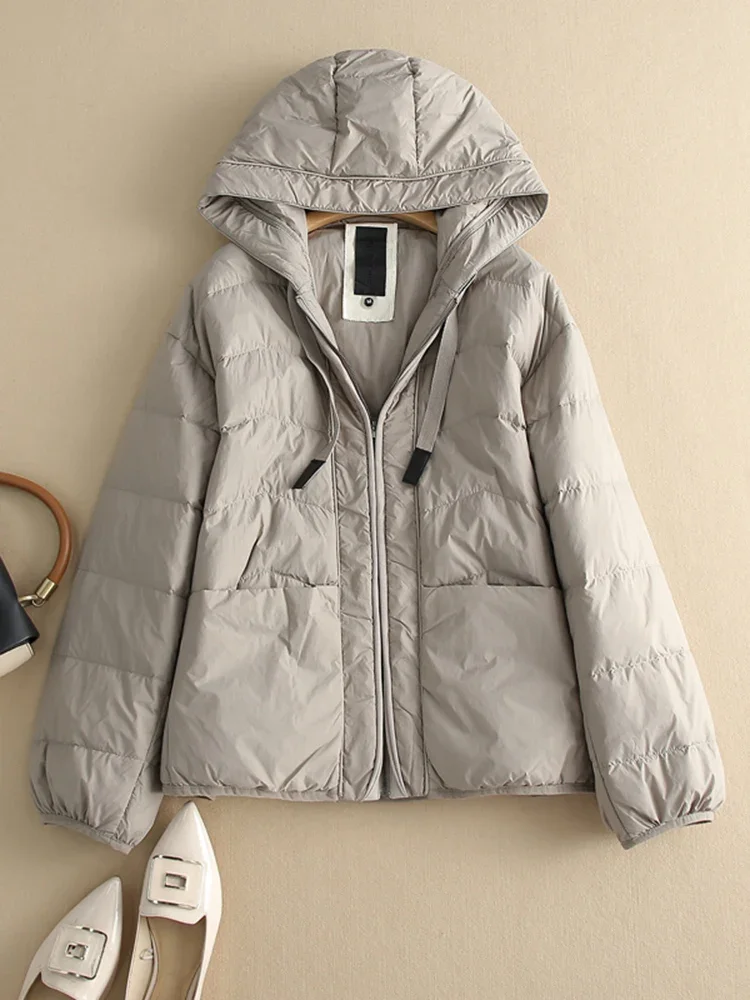 2024 new Winter Quilted Duck Down Coat Women Ultra Light Short Jackets Autumn Fashion Pockest Vintage Basic Parkas E53