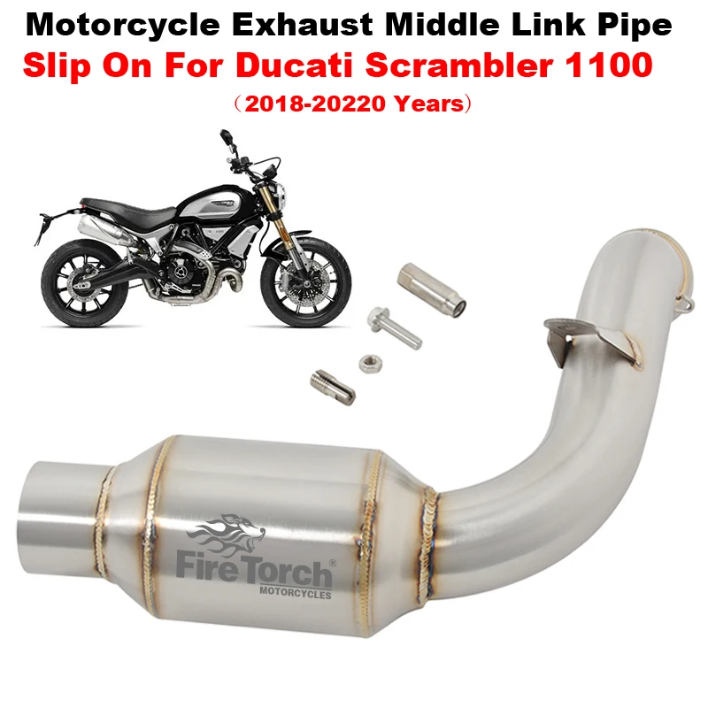 Motorcycle Exhaust System Escape Moto Mid Link Pipe Tube Connect Original Muffler Slip On For Ducati Scrambler 1100 2018 - 2020