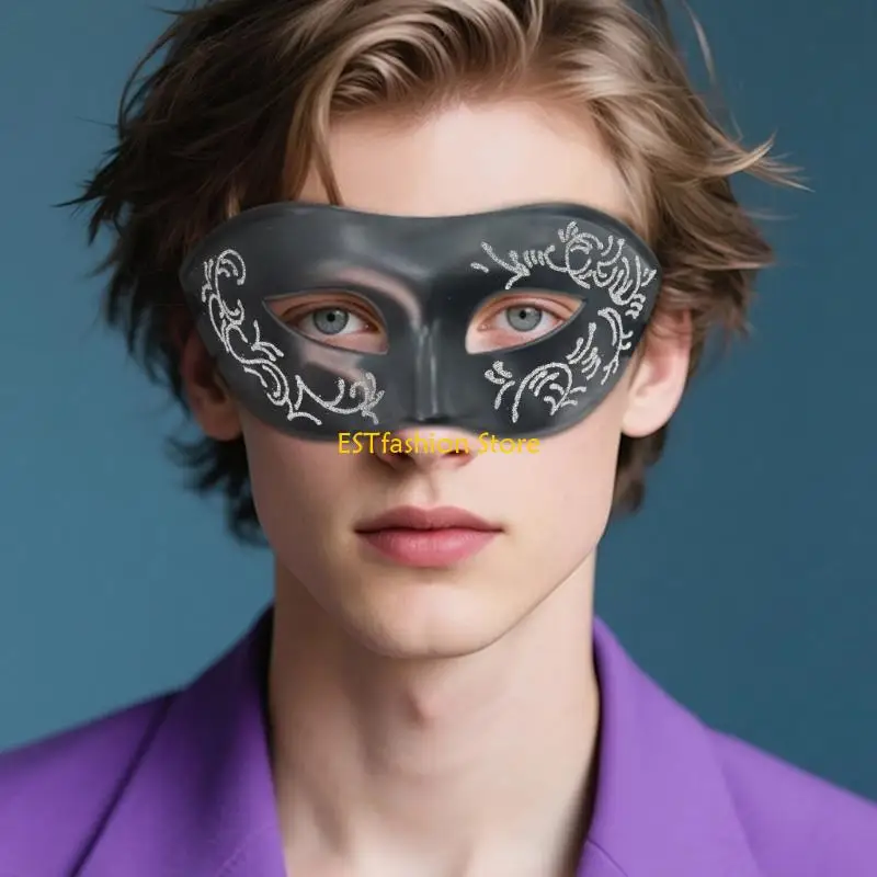 Y5GC Venetians Hand Painted Half Face Mask For Costume Parties Lightweight Durable Plastic Comfortable Fit Reusable Role