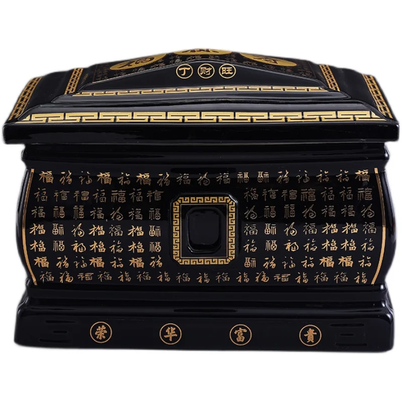J8 Bone Helmet Ceramic Baifu Grave Removal White Jade Cup Urn Moisture-proof Box Funeral Coffin Jar Antiseptic Box g3