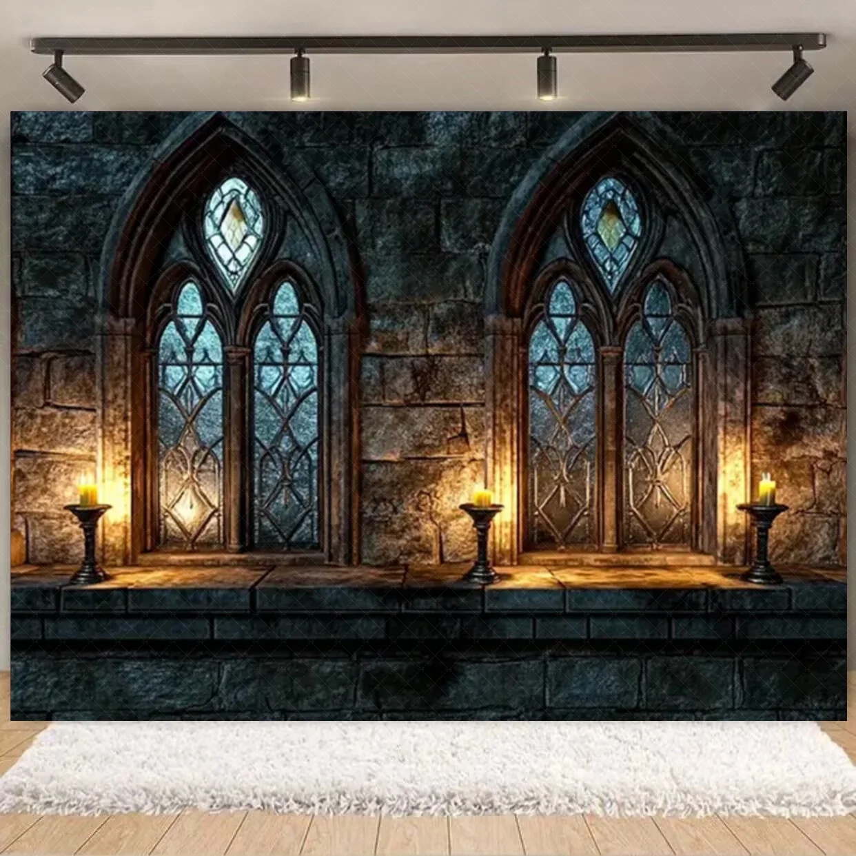 خمر هالوين القلعة جدار خلفية التصوير الفوتوغرافي صور حجر مقوس الباب والنوافذ تصميم استوديو الطرف الديكور الدعائم #4