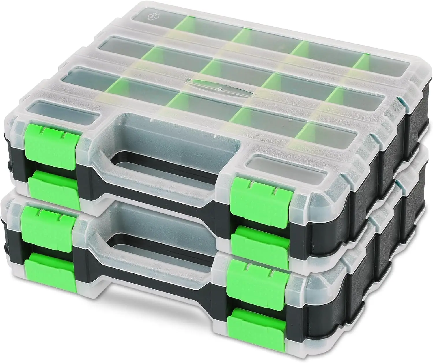 

34-Compartment Double-Sided Storage Case with Removable Dividers for Small Hardware, Screws, Nuts, Beads, Green