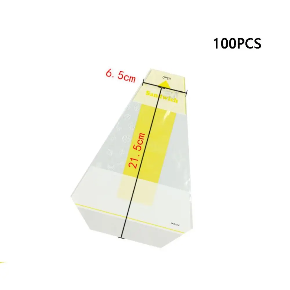 

100pcs Plastic Disposable Sandwich Packaging Bag Triangle Easy To Tear Bread Bags Printed Transparent Sandwich Wrappers