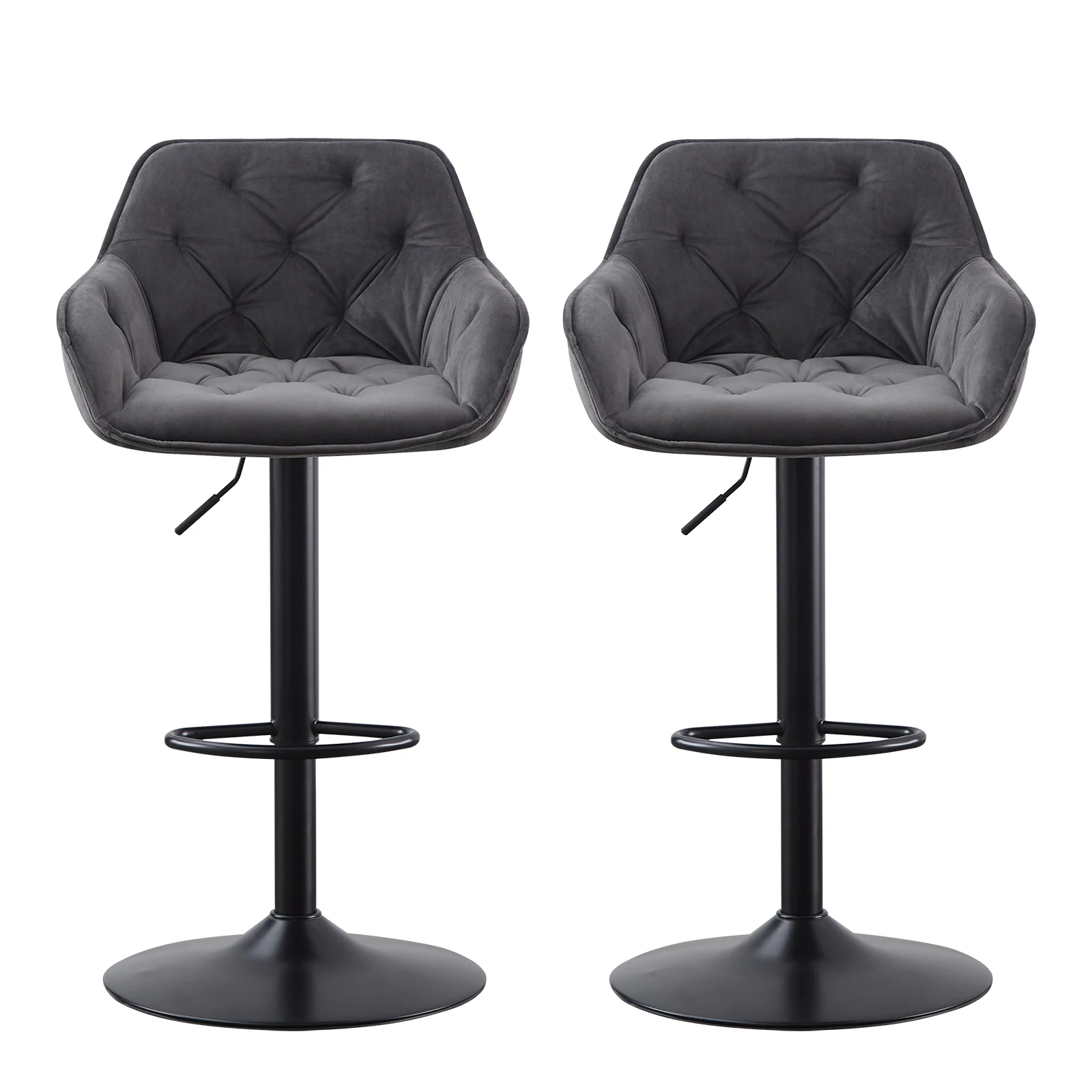 Ensemble de tabourets de bar en velours Jahecome, 2 pièces, chaise de bar réglable en hauteur, tabouret avec dossier, tabouret de comptoir, tabouret de bistrot pivotant en velours