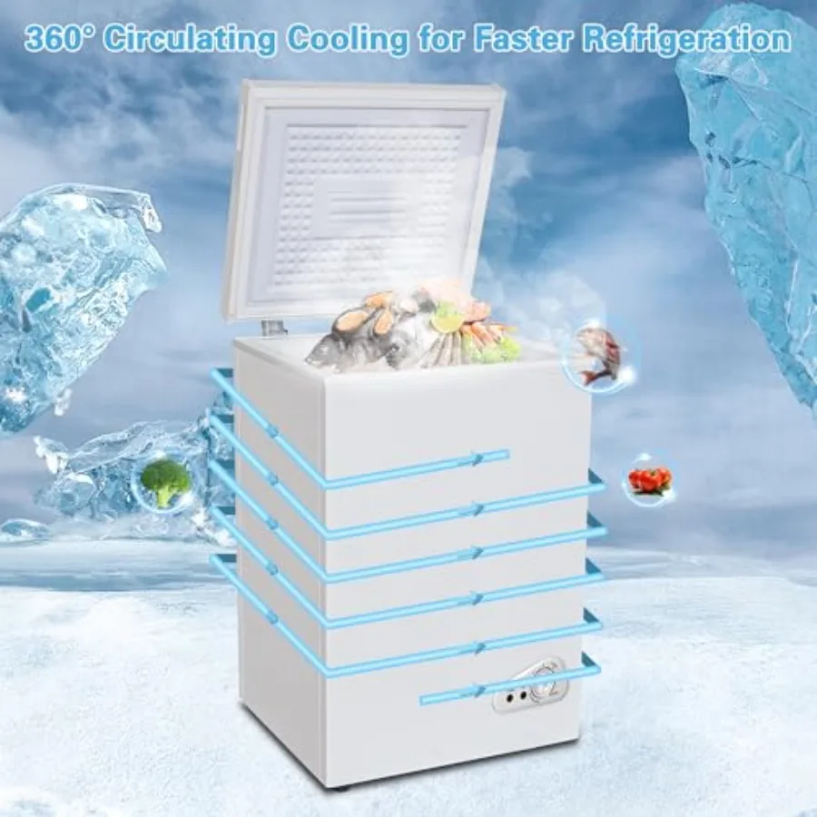 مدمج وفعال 5.0 مكعب. فريزر عميق صغير قدم مع درجة حرارة قابلة للتعديل للاستخدام المنزلي أو المكتب وأداء تبريد سريع