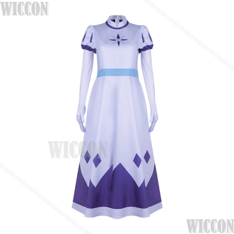 إميلي أنجل هاسبين أنيمي فندق تأثيري حلي فستان أرجواني قفازات أبيض أرجواني شعر مستعار لطيف فتاة امرأة هالوين نافيداد كوميك كون