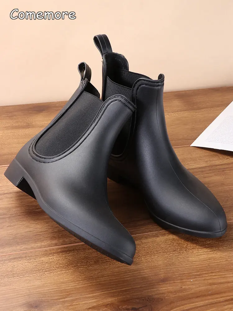 Comemore Rubber Rain Boots Women Waterproof Galoshes Shoe 2023 Ladies Fashion Apring Shoes Anti-Skid Ankle Boot Botas Femininas