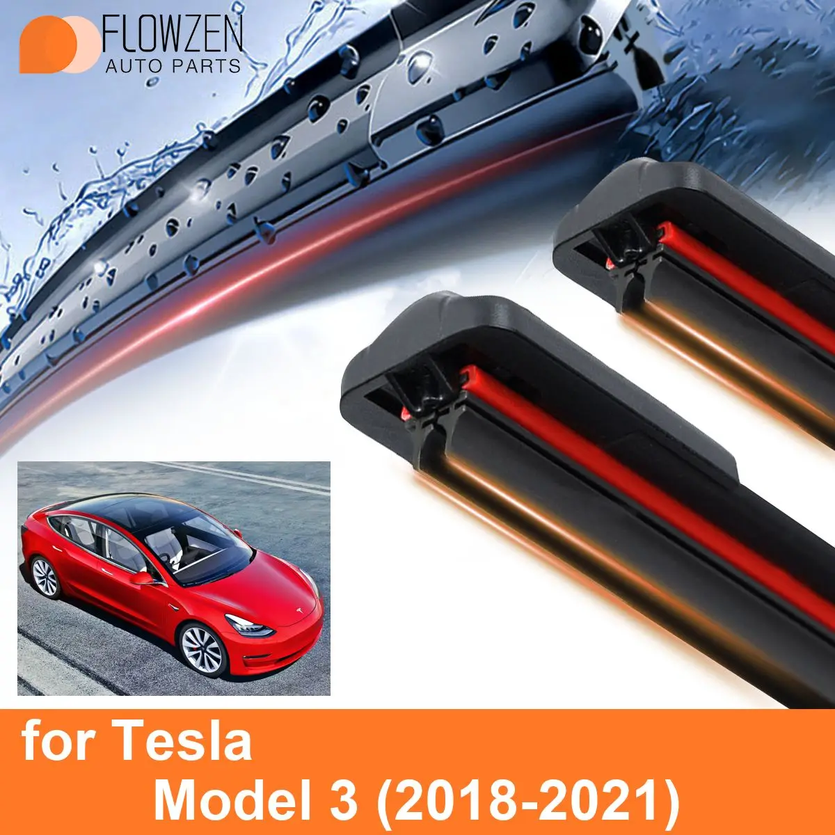 Ruitenwisserbladen Voor De Auto Voor Tesla Model 3 Dubbele Rubberen Frameloze Beugelloze Wipersoft Accessoires 2018 2019 2020 2021