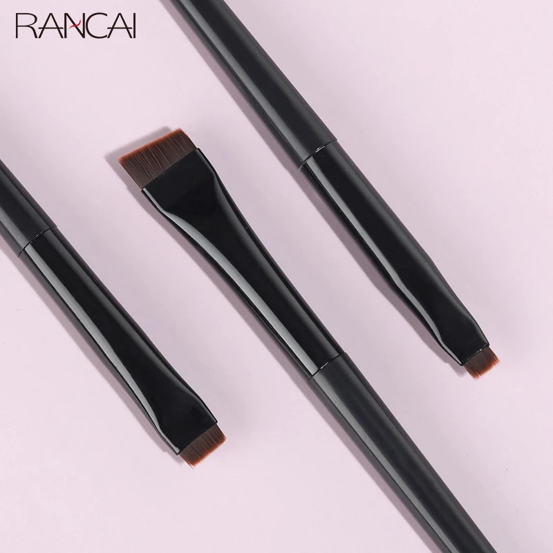 RANCAI 3Pcs Eye Makeup Brushes Flat Eyebrow Eyeliner Brush Professional Angled Eyes Brow Pincel Maquiagem Make Up Cosmetic Tools