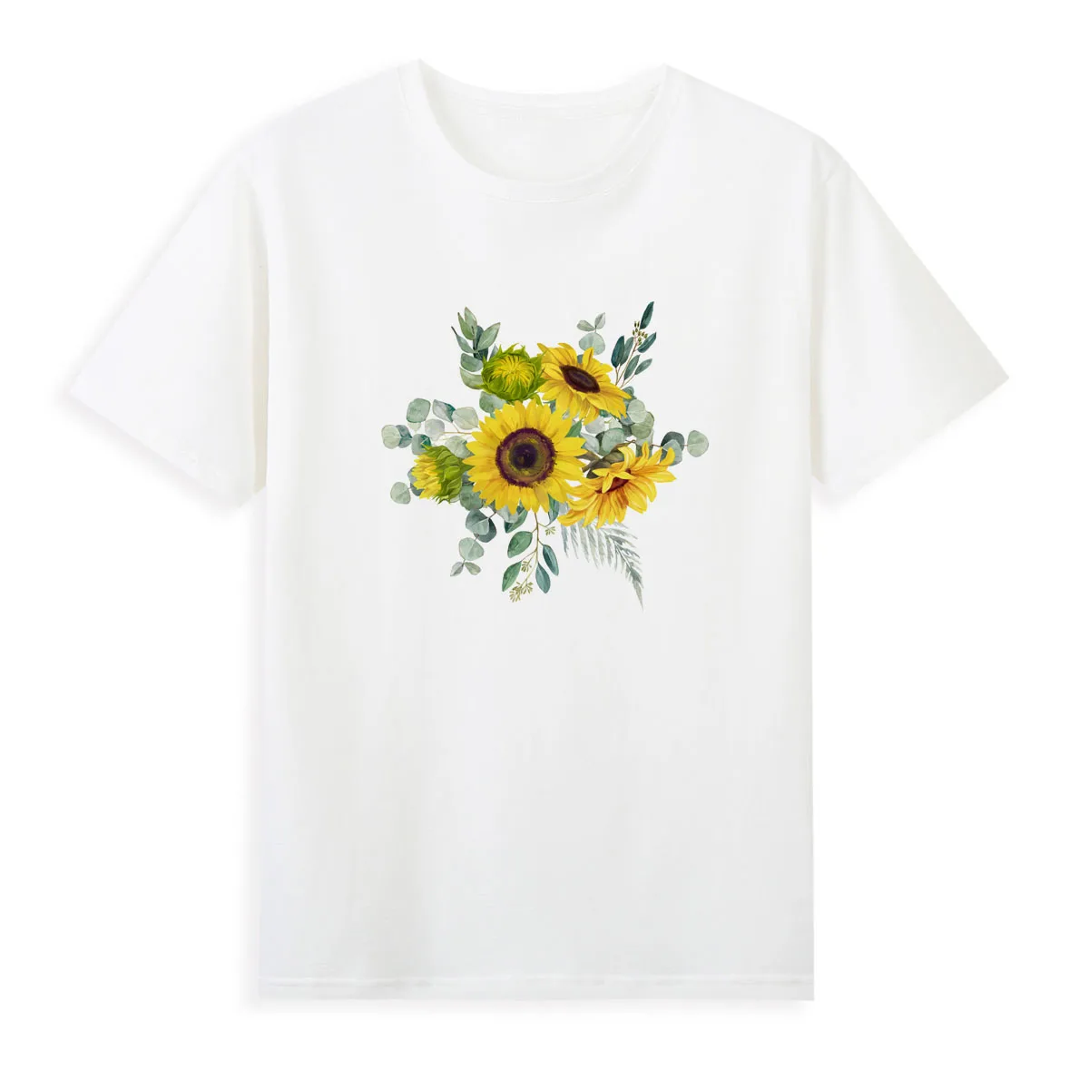 Beautiful Little Chrysanthemum Print T-shirt New Style Summer Clothing Women Original Brand Casual Top Tees A020