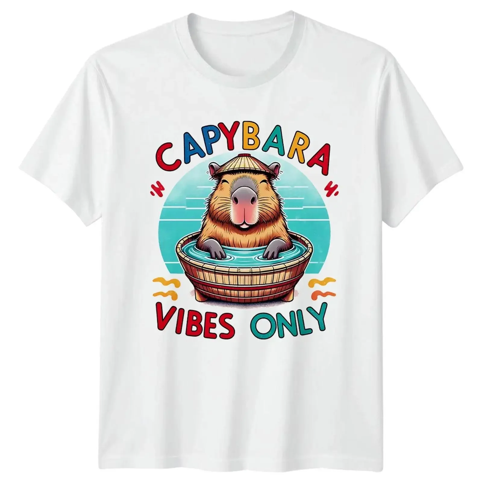 Capybara Vibes Only T Shirt Natur Neuheit Tiere Geburtstag Geschenk für Sie und Ihn vintage Washed graphic Comfortable