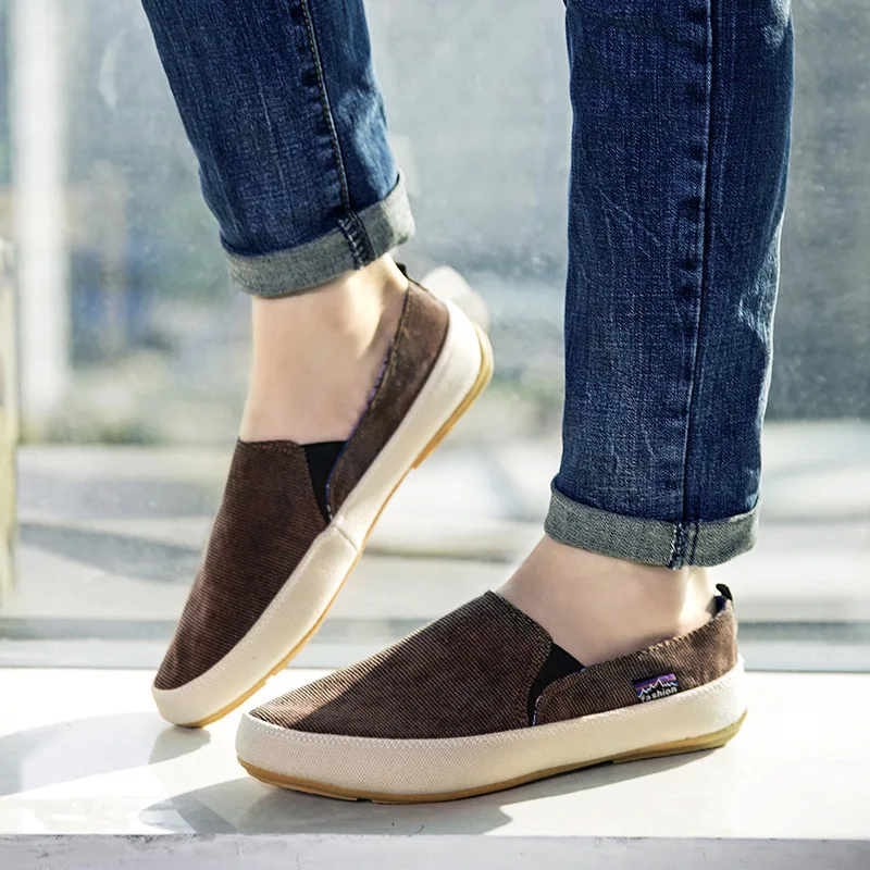 Autumn Fashion Men Canvas Shoes Breathable Men\'s Casual Slip on Loafers Male Flats Shoe 2021 Fisherman Shoes Zapatos Hombre