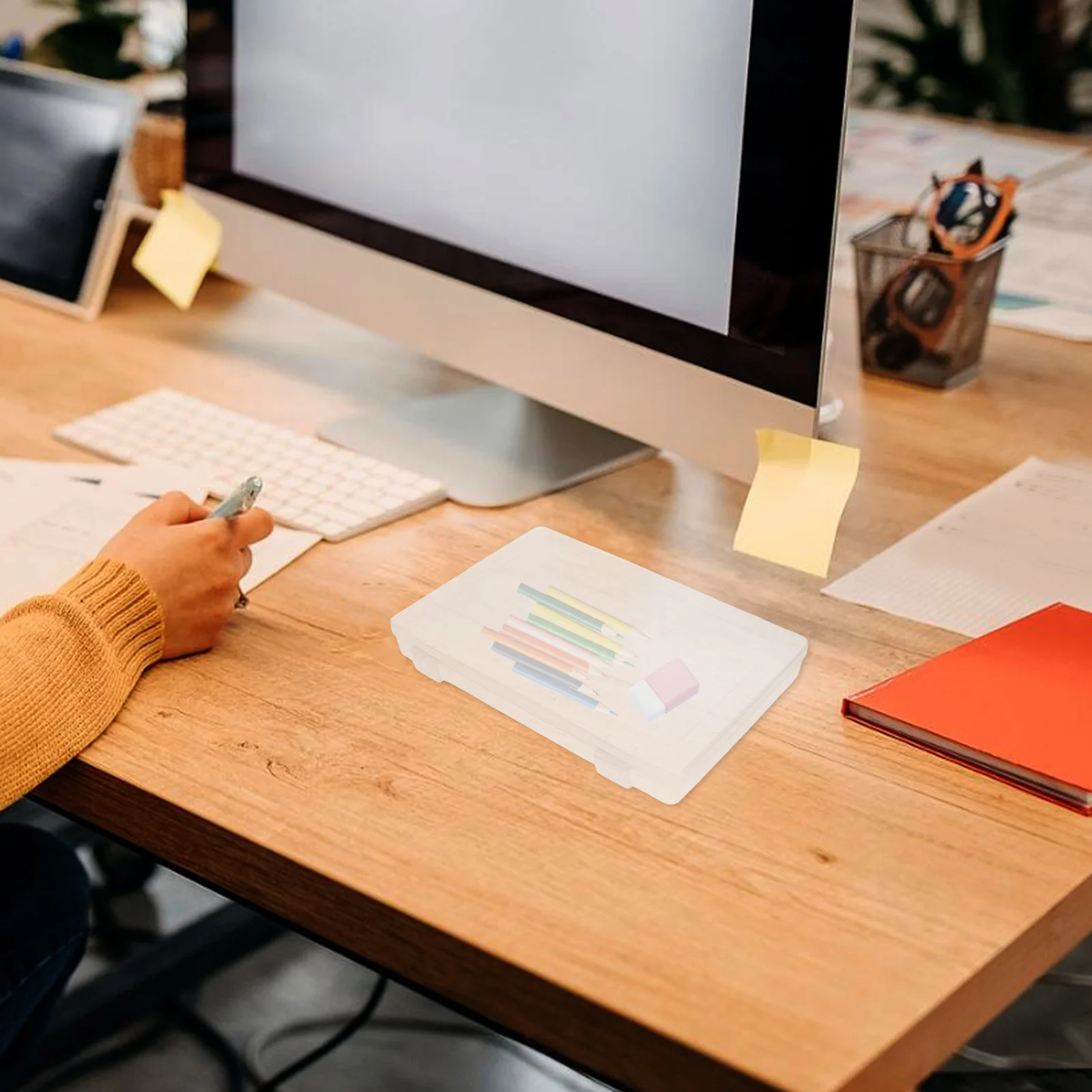 2 قطعة صندوق ملفات شفاف منظم تخزين المستندات البلاستيكية الشفافة حامل أموال مقاوم للاهتراء للسفر في المنزل والمكتب