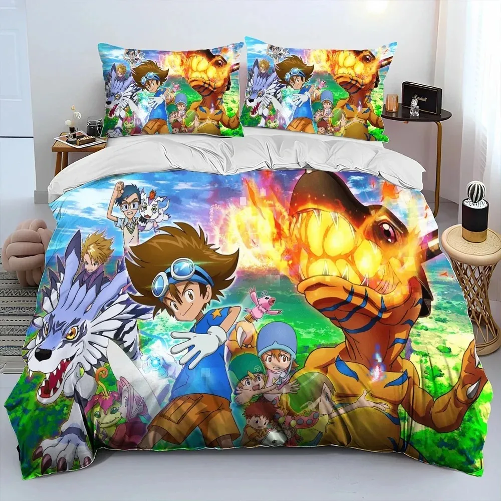 

Anime Digimon Adventure Bedding Set Duvet Cover Bedroom Comforter Covers Single Twin King Size Quilt Cover Home Textile