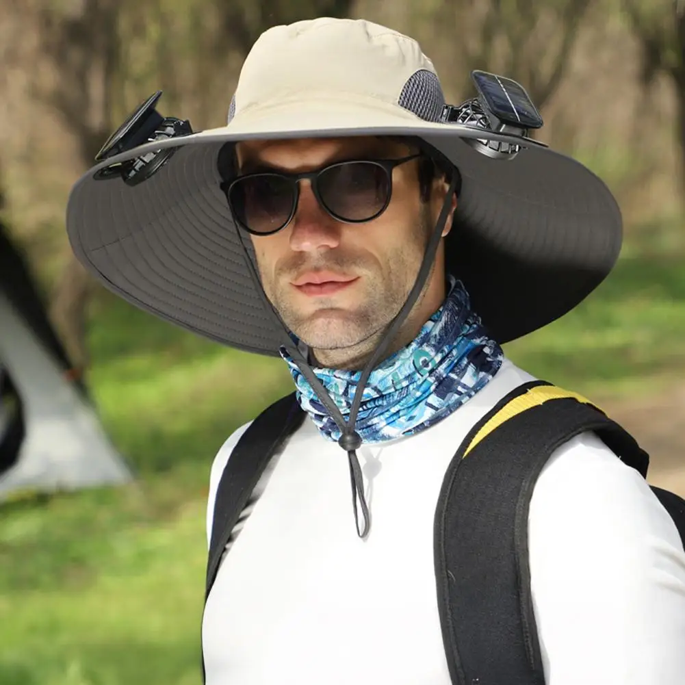 

Dual Power Sun Hat Sun Hat with Fan Solar-powered Wide Brim Outdoor Hat with Built-in Fan for Fishing Hiking Gardening Dual