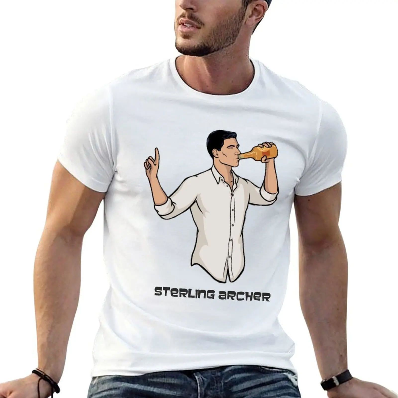 

Archer drinking T-Shirt man t shirt heavy cotton t shirts for man graphic vintage T-Shirt