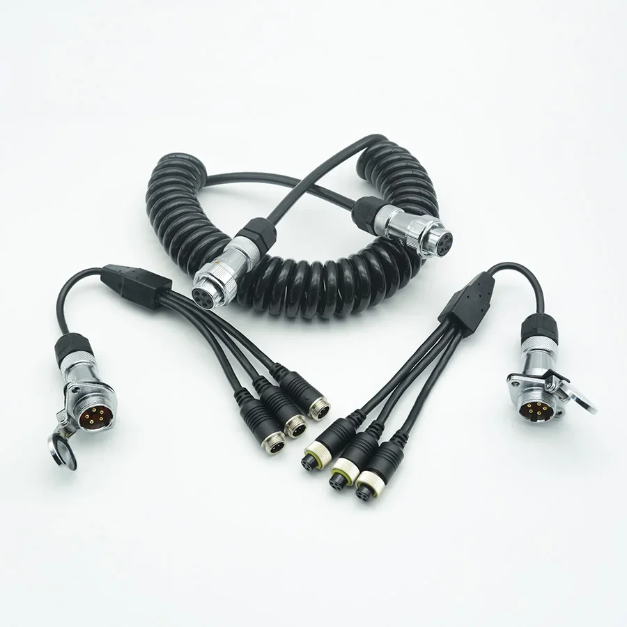 

5-Pin Matel Trailer Cable Set for 3-Channel Display Copper Conductor for Audio Car Video Monitor Systems with 3 Cameras