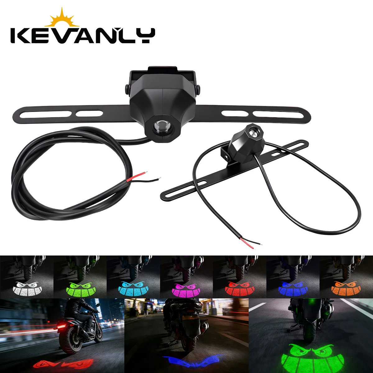 Motorcycle LED Rear Underside Projection Light Devil’s Eye License Plate Tail Light Improves Night Visibility Safety Eye Lamp