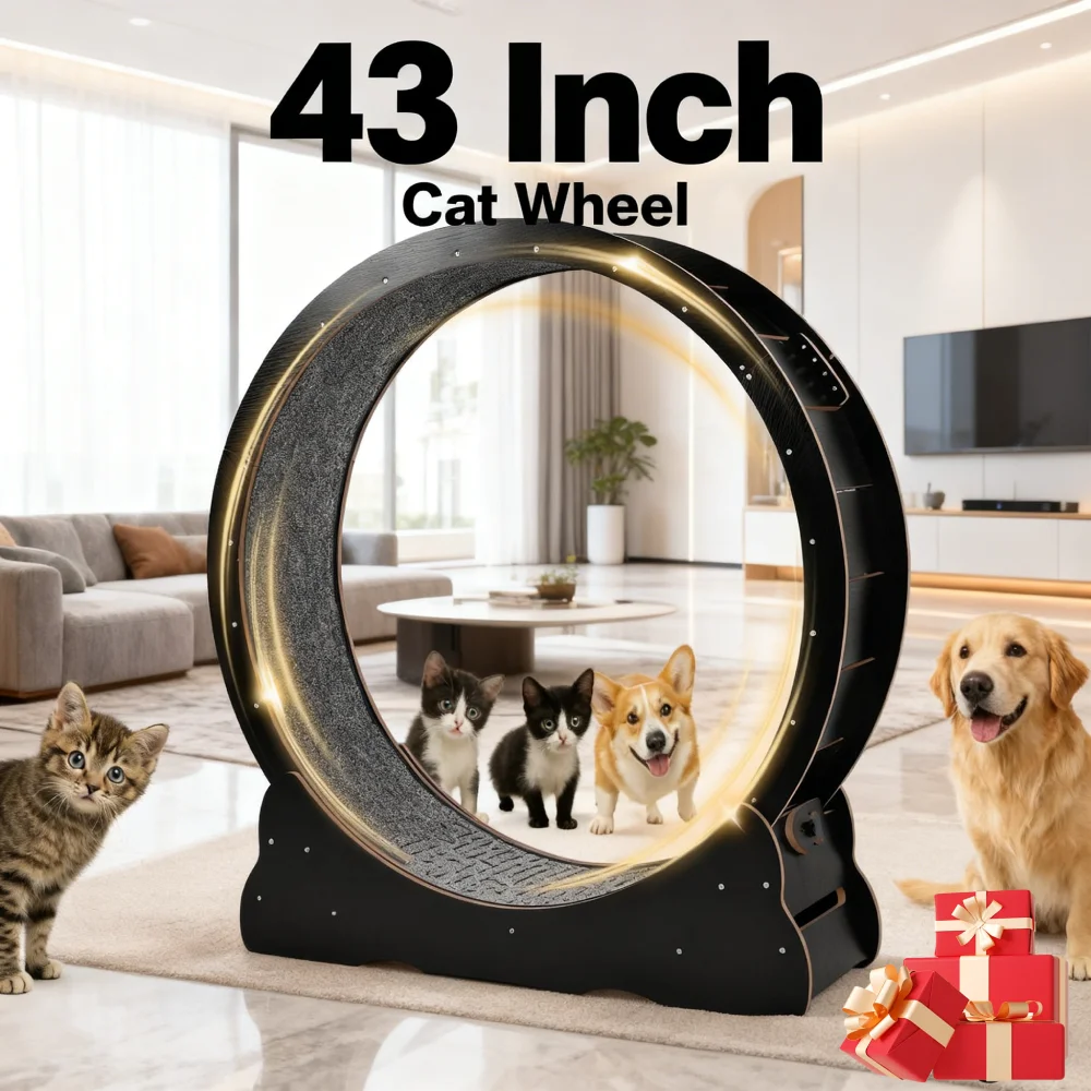 

Large Cat Exercise Running Wheel Cat Wheel 43 Inch Cat Treadmill Cats Exercise Running Wheel for Indoor Cats Physical Activity