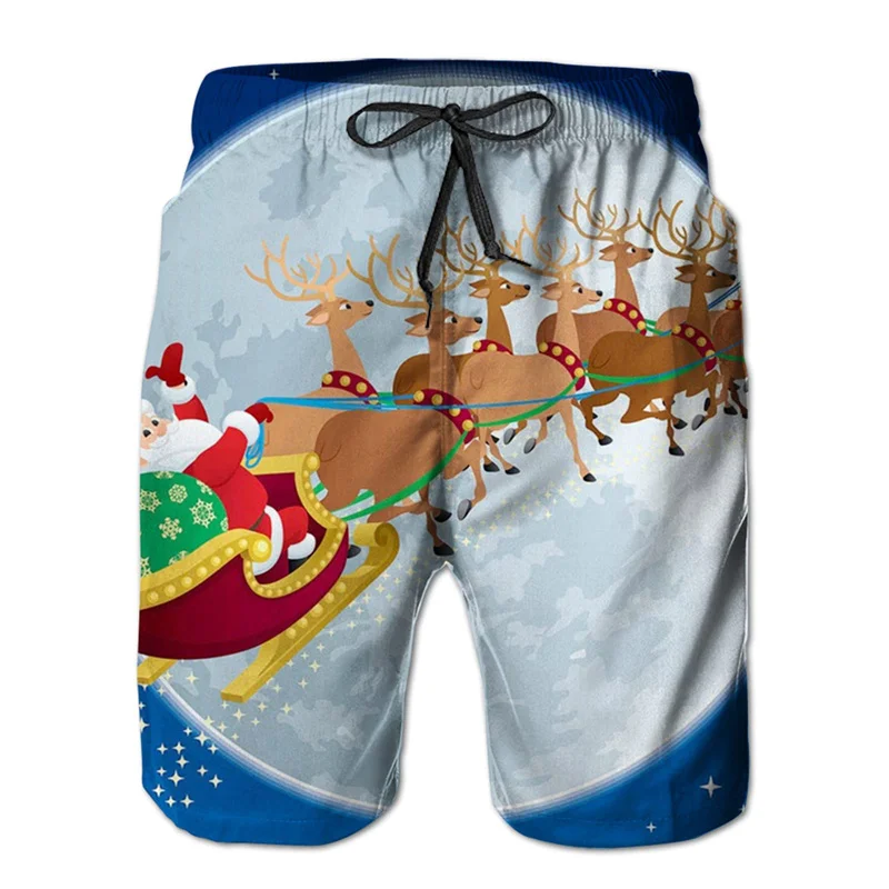 New Summer 3D Merry Christmas Printing Beach Shorts Kids Fashion Board Shorts Unisex Funny Swimming Trunks Y2k Short Pants Men