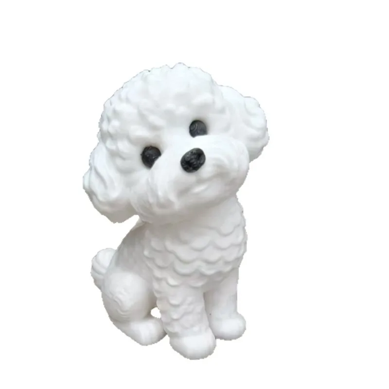 3D Printed Curly Hair Puppy Mini Ornament, Cute Realistic Dog Desktop Decor, Creative Festival Gift Craft