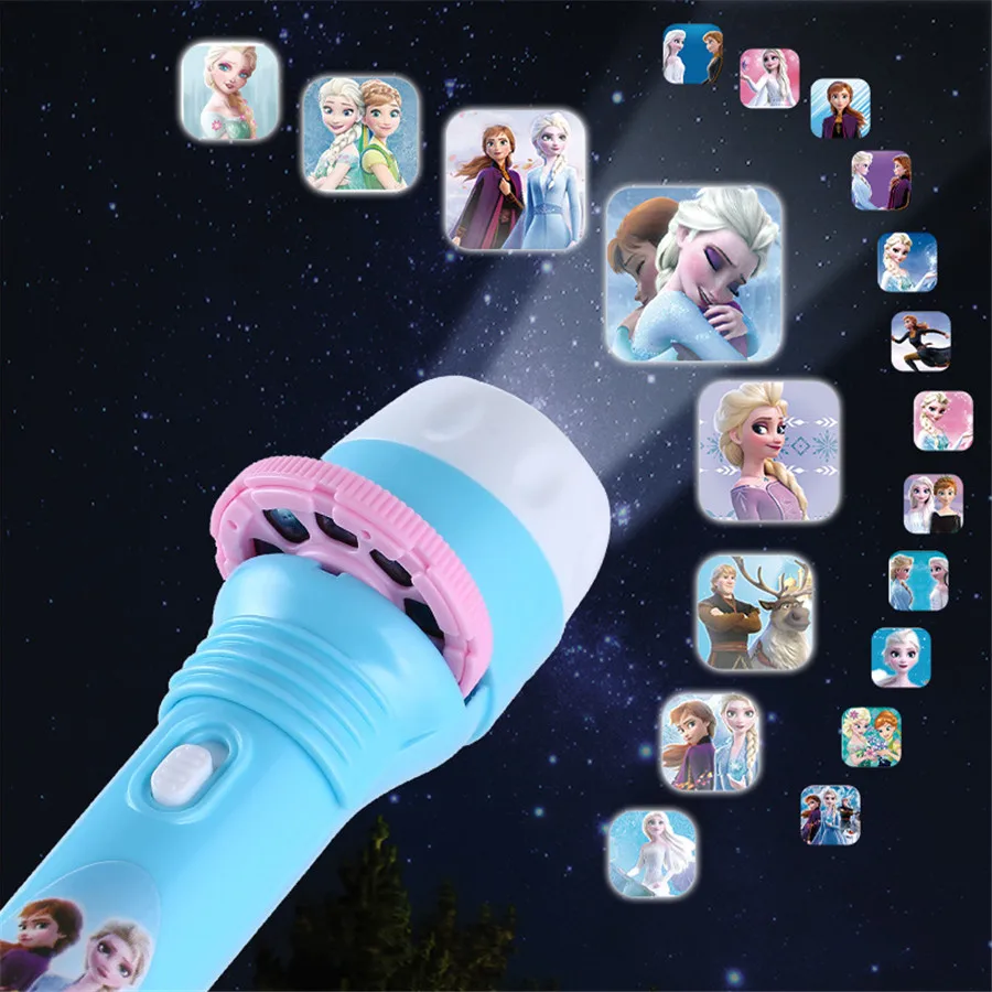 Princess Elsa Kids Torch Lamp Flashlight Projector Toy Spiderman Flashlight Projector Torch Lamp children's Birthday gifts Toys