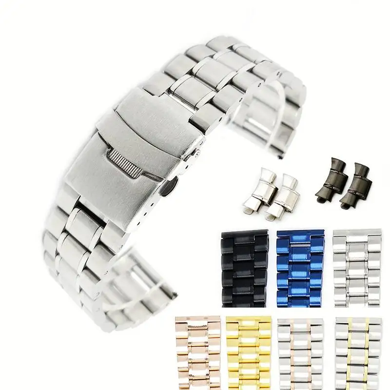 18mm 20mm 22mm Stainless Steel Universal Curved Straight End Five Beads Jubilee Watch Band Strap Fit for RLX SKX Watch