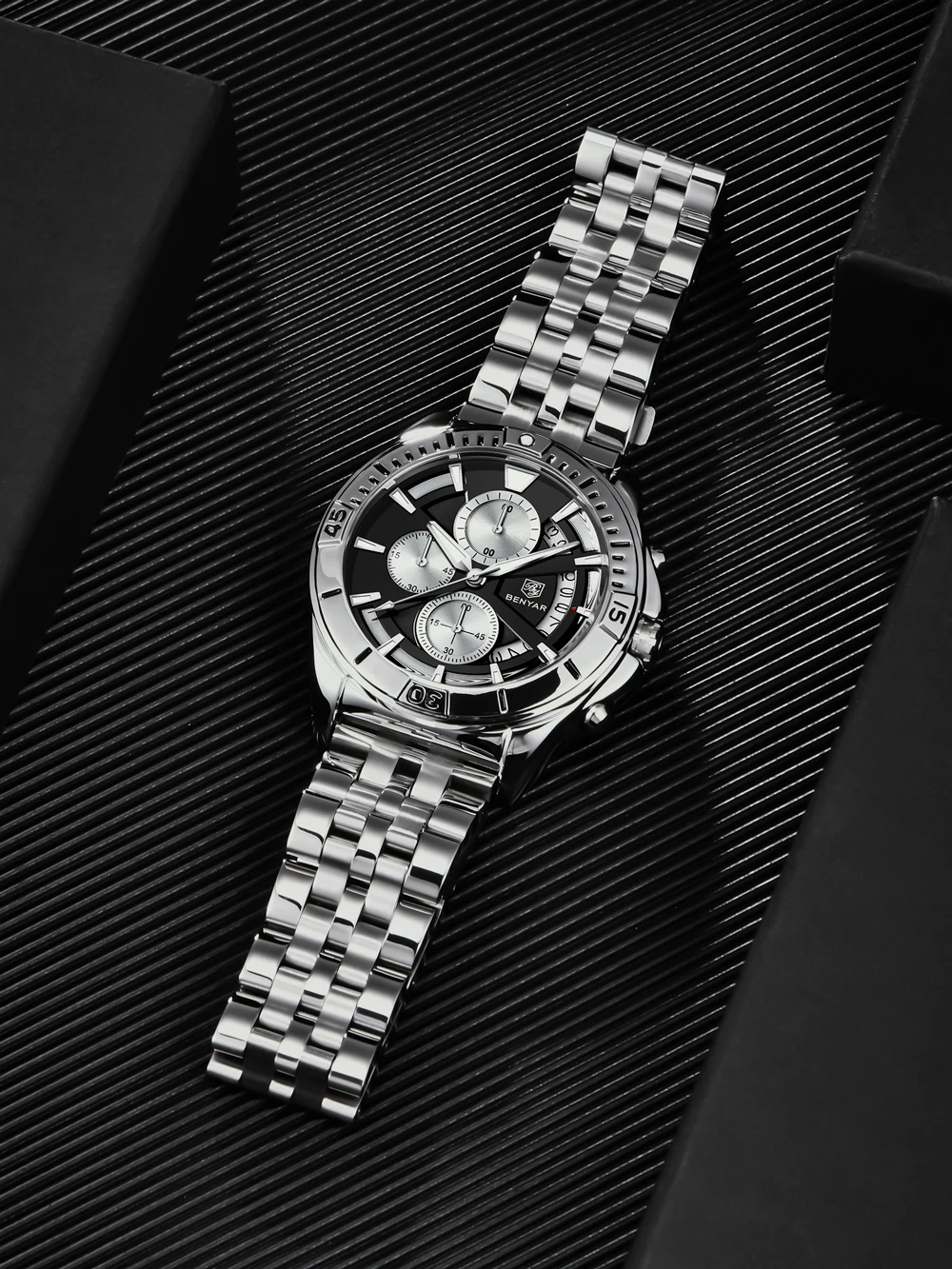 2025 جديد BENYAR ساعات كوارتز رجالي العلامة التجارية الفاخرة كرونوغراف سرعة الرياضة ساعة للرجال الفولاذ المقاوم للصدأ ساعة مقاومة للماء هدية
