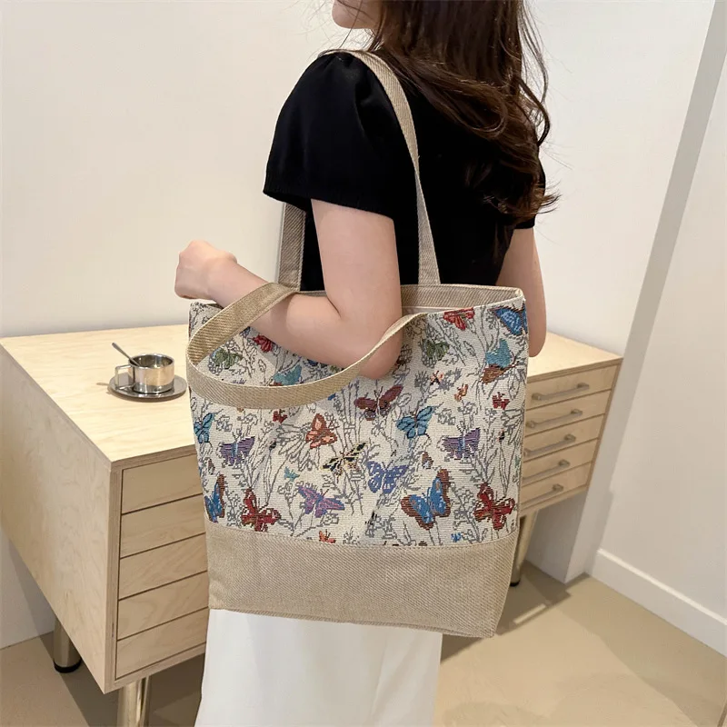 Large Size Beach Bag Fashion Folding Women Handbag Sea Tote Shoulder Bags Ladies Casual Flower Printing Shopping Bags Summer New