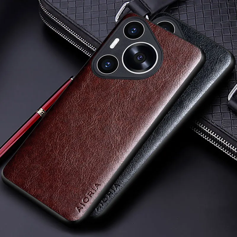 Funda de cuero de lujo para Huawei Pura 70 Ultra Pro, funda de negocios, diseño de color sólido, suave, TUP y PC dura, funda de teléfono