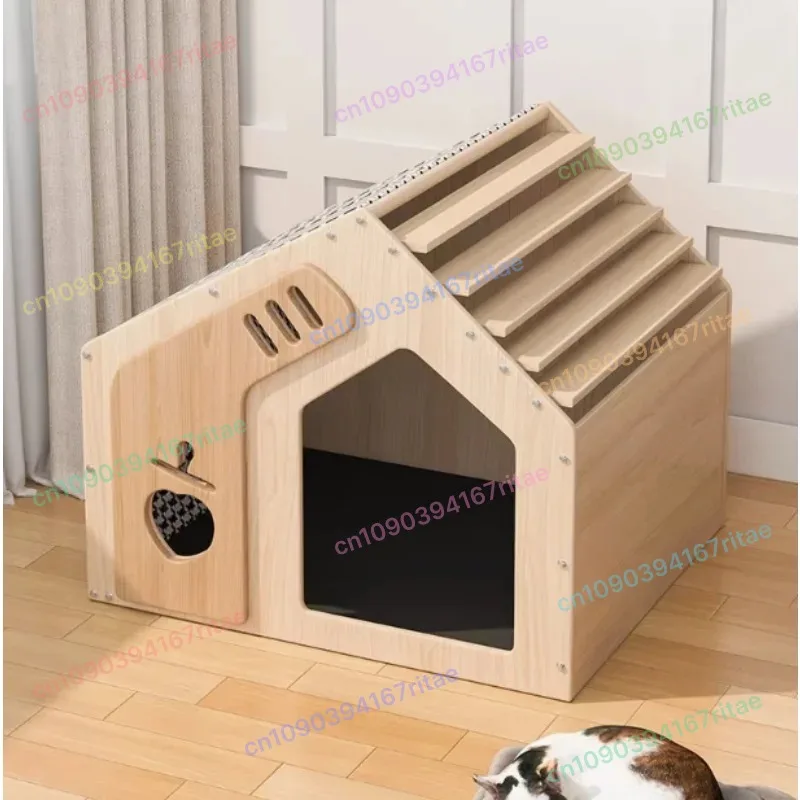 

Универсальная кошачья вилла, полузакрытая палатка из цельного дерева, кошачье гнездо, Интернет-знаменитость, летний кошачий домик для собак