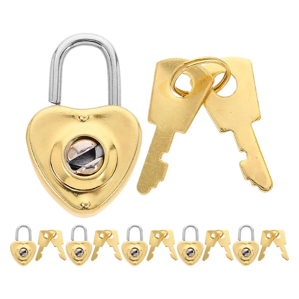 6Sets Mini Heart Padlock Cute Diary Lock Small Love Shape Zinc Alloy Decorative Jewelry Lock with Keys Decorative Padlock